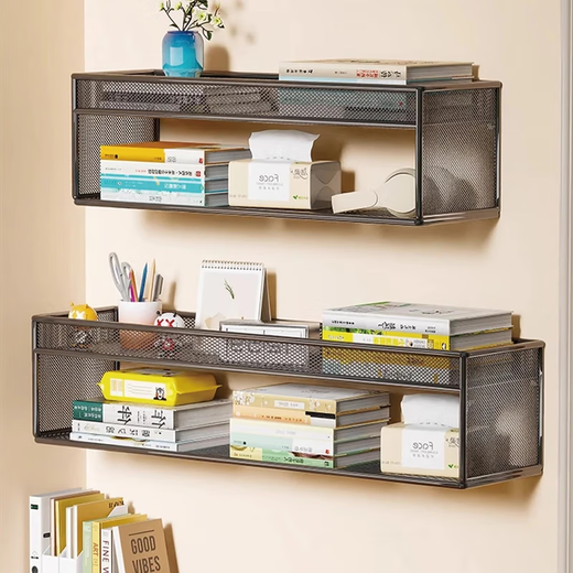 Fan Lilin punch-free wall shelf dormitory bedside storage artifact wall hanging dormitory good things wall shelf wall hanging bookshelf black large size