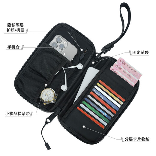 MPPMCKREEYEE Multifunktional Kartenpaket Passport Klapppartition Aufbewahrung Tragbares Brieftaschen wasserdichtes Kowloona Zertifikat Pack Elegantes schwarzes Kowloona Modell