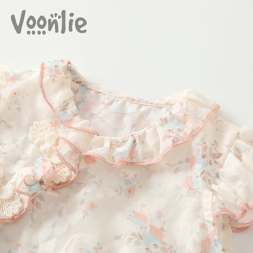 
Fanhunting baby clothes summer clothes newborn bags baby girl onesie princess full moon 100 days ha-shirt summer M9925 meters white 66cm