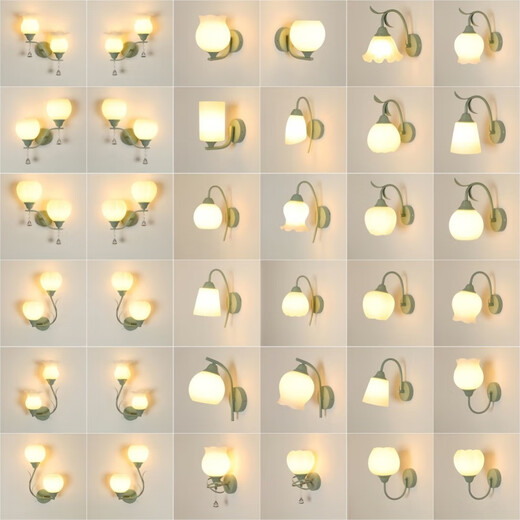 Antike Stadtlampen Zhongshan Lampen 2025 Bettleuchten Wandmontierte grüne Wandleuchten Neues Stil Wohnzimmer Schlafzimmer Wand Balkon Treppe B684 Grüne runde Flach 8. Warmfliesen Licht (weißes Licht benötigt Noten)