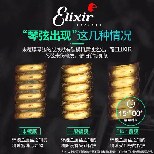 Elix Gitarrenstrings Set von Volk Alkan-Gitarrenstrings 16052 Linie Full Set von Saiten Elixir 12052 E-Gitarre Nickel-Legierung 10-46