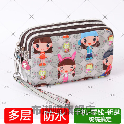Chengyang Clutch-Tasche für Frauen, kann auf Mobiltelefon, Mobiltelefon-Münzen-Brieftasche für Frauen, Leinwand-Kupplungs-Tasche, Mini-Tasche, Schlüsselhand, Blue Print-3-Schichten platziert werden