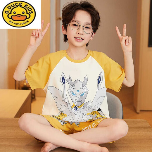 G.DUCKKIDS儿童睡衣男孩塞罗短袖2025新款夏季纯棉小宝宝男童家居服中大童薄 N679闪耀特利加【最新款】 95 大童M码【高160Ch