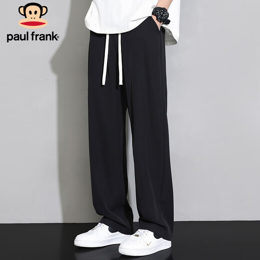 大嘴猴（paul frank）休闲裤男士裤子男夏季宽松运动卫裤垂感阔腿男裤 黑色 2XL