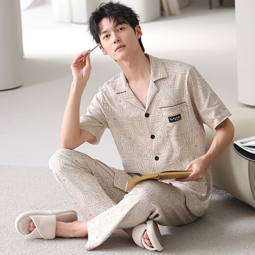 Jiao Men's Pajamas Algodón puro de algodón puro Summer Sports 2025 NUEVA ELLA PARA Menina delgada Tamaño grande Conjunto de ropa para el hogar suelto 09m9857 l