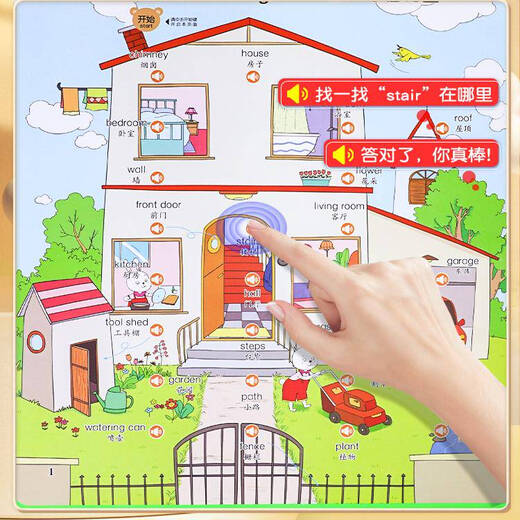 [Self-operated spot] English Enlightenment Audiobook Learning Artifacts Talk Early Education Finger-Tip Reading English Word Voice Big Children English Painted Edition Textbook Children Early Education Machine Kindergarten 2 English Points Reading and Literacy King Points