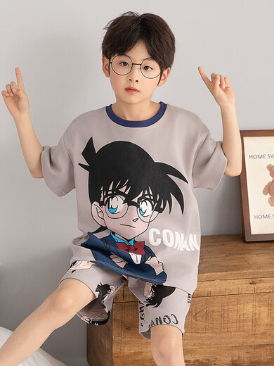 男童睡衣纯棉薄款夏季青少年套装短袖大儿童家居服男孩卡通初中生 N695Hi奶龙【卡通帅气】 100 cm/8码【身高85-102cm】