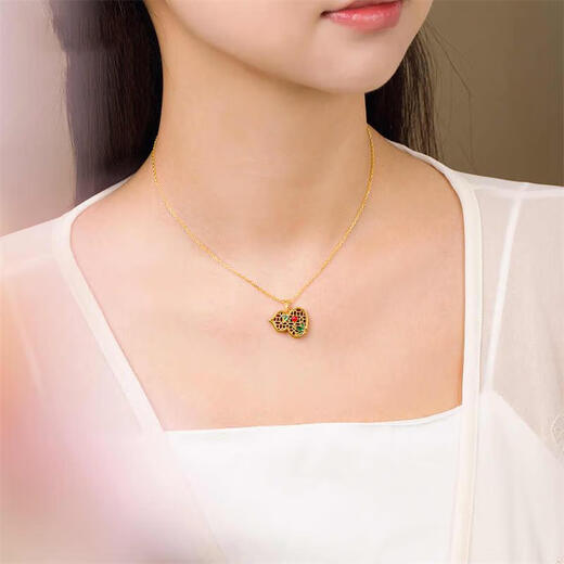 Junpo Baozhen bamboo gourd 18k gold pendant women's fashion color gold necklace clavicle chain pendant 18k gold pendant customization