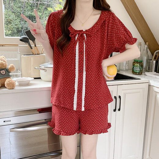 Xianxiyi Sommer Neue Wolke Baumwollpyjamas weibliche Prinzessinstil süße Heimkleidung Set JDX-9904C# 180 XL