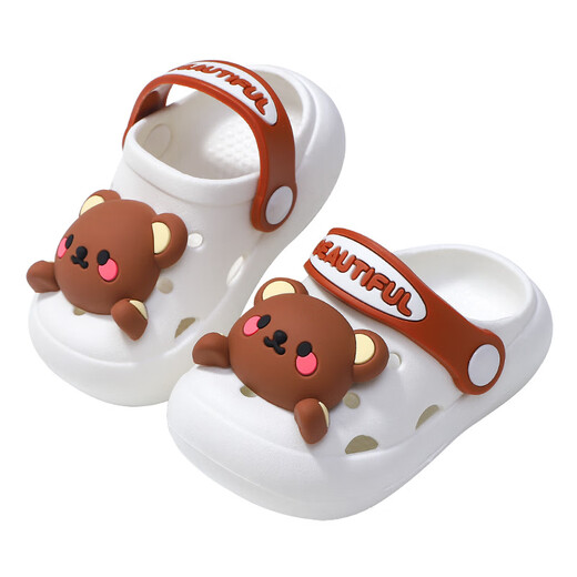 Zapatos de agujero infantil ABC, zapatillas sin deslizamiento transpirables para bebés, niños de fondo suave de fondo suave Baotou Baoto, White -22 Longitud interna 13 cm 21