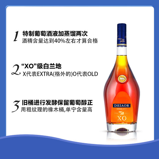岱豪法国进口洋酒鹰邑特级XO白兰地40°烈酒基酒原酒进口1000mL礼盒装 【岱豪鹰邑特级XO】 1000mL 8瓶