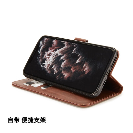 时栎帆适用OPPOK9手机壳翻盖式保护套钱包式可插卡支架防摔耐磨前后全包皮套 【棕色】+同款皮绳 OPPOK9