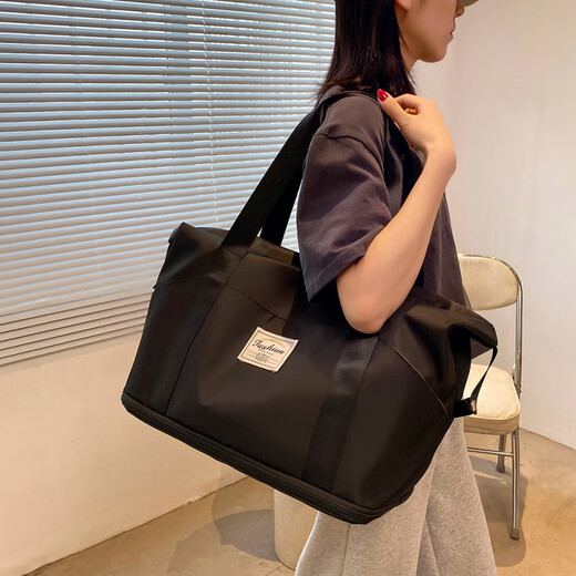 允染旅行包可挂套放在拉杆箱杆上的配包轻便挂包可以手提行李收纳袋女 经典款灰色【三插袋，一层扩容12 大