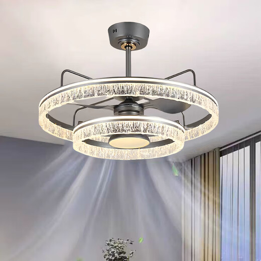 La nueva luz del ventilador de techo invisible de Opple Lighting para 2025, comedor para el hogar de energía eólica grande, el ventilador eléctrico de la habitación del ventilador eléctrico MUTE 9227/NEGRO CONVERTOR DE FRECUENCIA DE 60 cm Control remoto + voz directa