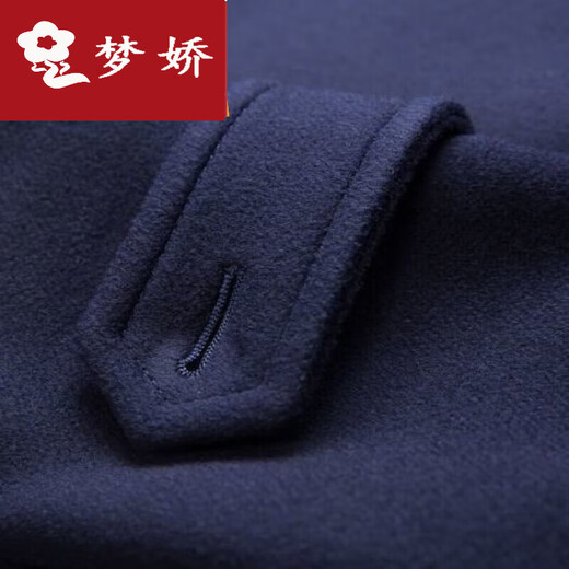 Mengjiao short autumn and winter thickened slim and versatile casual trendy wool coat men's wool coat men's double-breasted men's clothing black 2XL
