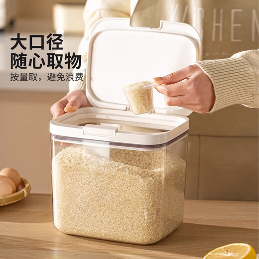 Home KATEI STORY Japanese Flour Bucket Food Grade Rice Noodle Storage Container Sealed Moisture-Proof Flour Storage Box Special Bucket for Flour Press-type Flour Bucket 5.5L
