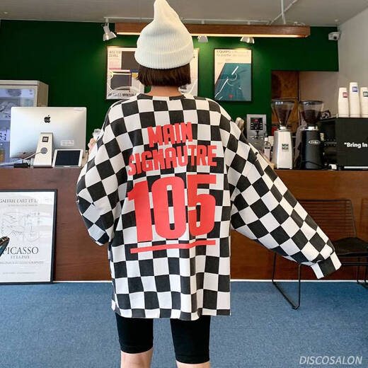 Opeodly条纹卫衣女短款2024年新款薄款韩版小众女装宽松春秋冬加绒上衣 9923卫衣 黑色 薄款 S 65-80斤