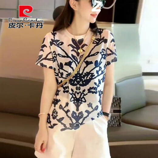 皮尔卡丹（pierre cardin）网红运动套装女2025夏季新款时髦洋气炸街减龄短袖短裤休闲两件套 图片色短袖679 S