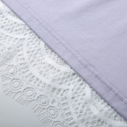 Fibre Show [T-shirt polyvalent de tempérament d'épissage de la dentelle de conception] grande taille Fat MM2025 Summer New Style 1591 Purple 5xl léger
