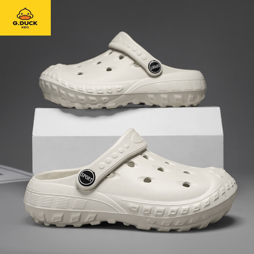G.Duckkids2025 Sommer New Children's Hole Schuhe Herren nicht rutschfeste Sandalen Kinder tragen Kee-resistente Strandschuhe für Schüler Grau 25 [Inner Länge 156]