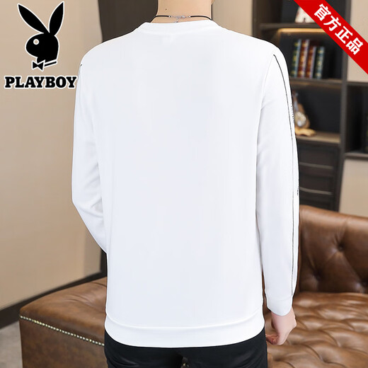 
Playboy brand men's long-sleeved T-shirt sweatshirt in spring and summer new trendy casual loose versatile round neck wear clothes 9901 black thin L [Suggested 105-125 Jin [Jin equals 0.5 kg]]