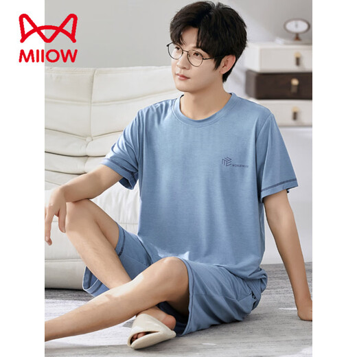 Catman Miiow Pajamas Summer Modal à manches courtes et à manches courtes de nouvelle taille lâche pour porter des vêtements à domicile pour hommes haut de gamme 6623 3xl