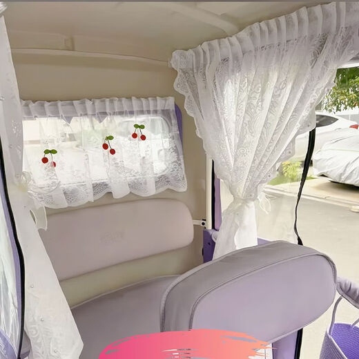 Zhuanying electric tricycle privacy gauze curtain princess style sunscreen curtain Velcro self-adhesive four-wheeler interior curtain sunshade white pearl curtain two long and one short 3 pieces free of charge