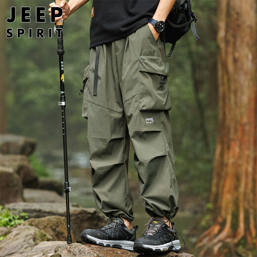 JEEP SPIRIT吉普休闲裤男春夏季多口袋冲锋裤子男宽松工装男裤 军绿 XL