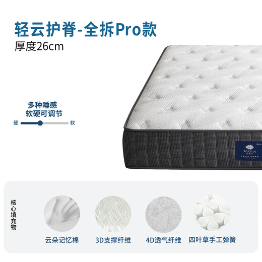 索思乐床垫1.8x2米 席梦思床垫天然乳胶1.5x2米弹簧床垫 家用软硬垫 全拆PRO款【销量明星 全龄盲选】 1350mm*1900mm