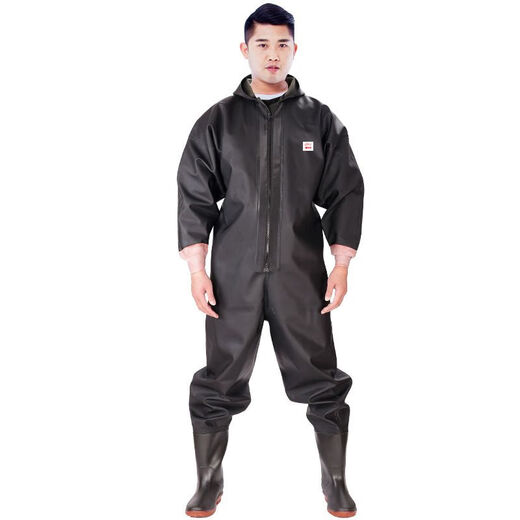 Rain pants and rain boots integrated waterproof one-piece waders winter fishing gloves clothing 100 silk green thickened export grade + durable cuff style 36