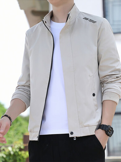 
Romon Chun Autumn Men's Thin Jacket Men 2025 New Stand Collar Jacket Fashion and All-match Casual Trench Coat Gown Men 686 [Black White] M [Suggested 80-95 Jin [Jin equals about 0.5 kg]]