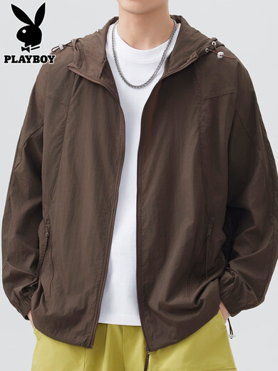 Playboy sun protection clothing for men UV protection 2025 new summer ice silk fishing clothing sun protection clothing thin jacket 7731 mist gray XL