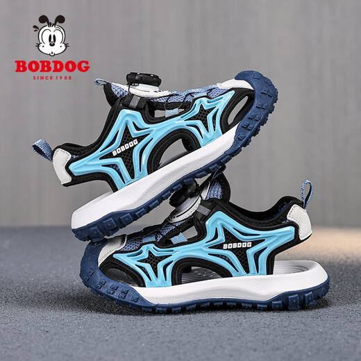 巴布豆（BOBDOG）凉鞋男童夏季包头2025新款儿童沙滩鞋中大童防滑运动凉男孩沙滩鞋 蓝色 TBD-K983 28 码 内长18.5CM