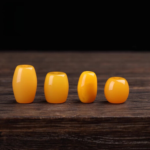 Fat Donglai's same style beeswax single bead barrel beads Tibetan drum beads pier with separated beads loose beads Xingyue Bodhi Vajra chicken fat yellow barrel beads 11.6*11.8 (mm)
