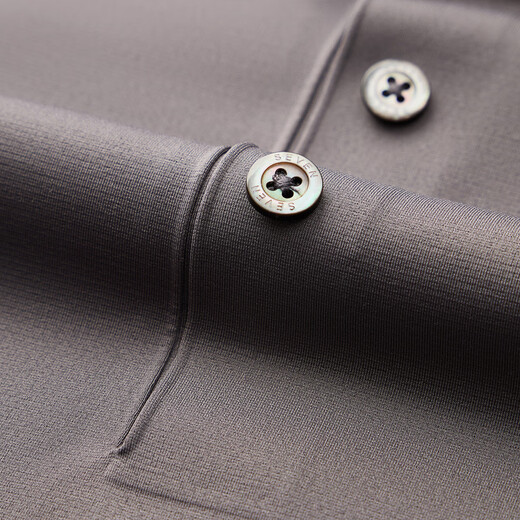 Qipai mulberry silk short-sleeved POLO shirt men's summer business casual top medium gray L