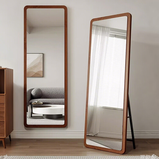Yupin Dressing Mirror Schlafzimmer Spiegel Vollkörperspiegel Wand Hängende Wand Haushaltsanpassungsgeschoss bis Decken Holzrahmen Spiegel JY78 Walnuss 160*50