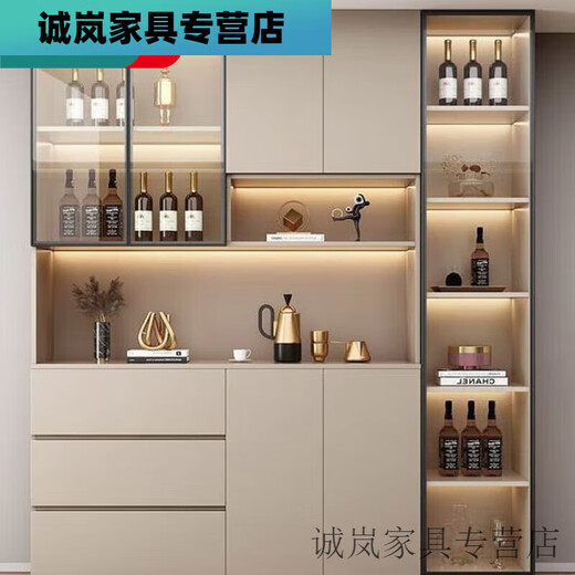 溥畔餐边柜高柜一体奶油风轻奢家用客厅酒柜茶水碗柜厨房收纳储物柜 款式12240*40*220
