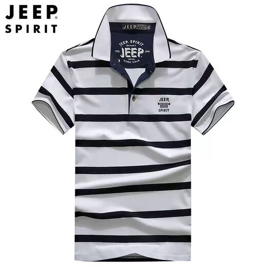 Jeep (Jeep) T-shirt à manches courtes haut de gamme Coton à rayures 2025 Été Nouveau revers à mi-manche mince p0lo Top 683 Green M Green M