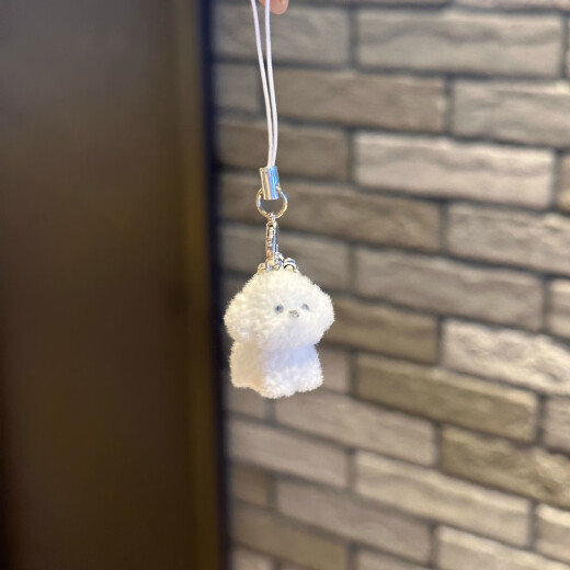 贝意品手机挂绳白色小狗手机挂饰挂件小众萌宠手机链挂绳挂链网红包包挂饰植绒饰品可爱手机吊坠