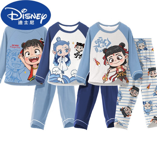 Disney (Disney) boys' pajamas Nezha 2025 new spring and autumn Modal children's long-sleeved thin section big children and little boys home clothes 2M--ST-12158 170 10 yards (110-120)cm