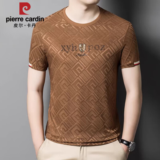 
Pier Cardin 2025 summer new jacquard breathable mulberry silk T-shirt men's short-sleeved round neck casual versatile half-sleeved top men white 829 XL size 175 [135-150Jin [Jin equals 0.5 kg]]