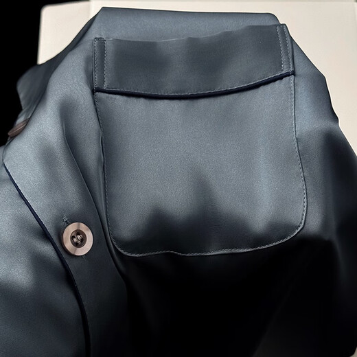 Modal silk pajamas men's long-sleeved spring and autumn high-end simple solid color big-name style loose casual home wear gift box set gray blue short sleeves + trousers 2XL recommended 160Jin Jin equals 0.5kg -180Jin Jin equals 0.5kg