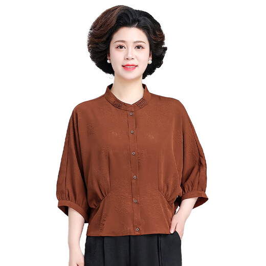 Suisse de printemps mère de Ziweiqi 70% à manches lâches Top 2025 Nouvelle chemise de tempérament de costume d'été pour femmes d'âge moyen et âgé de l'âge moyen 6627 Orange Single Top 2xl [suggéré 105-120jin [Jin est égal à environ 0,5 kg]]]