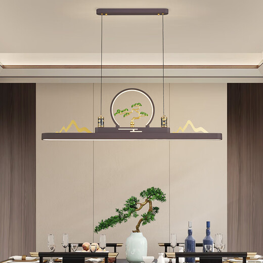 瀚帝斯新中式餐厅吧台吊灯中国风一字长条禅意艺术山峰茶室茶台护眼灯具 9905-1米2长