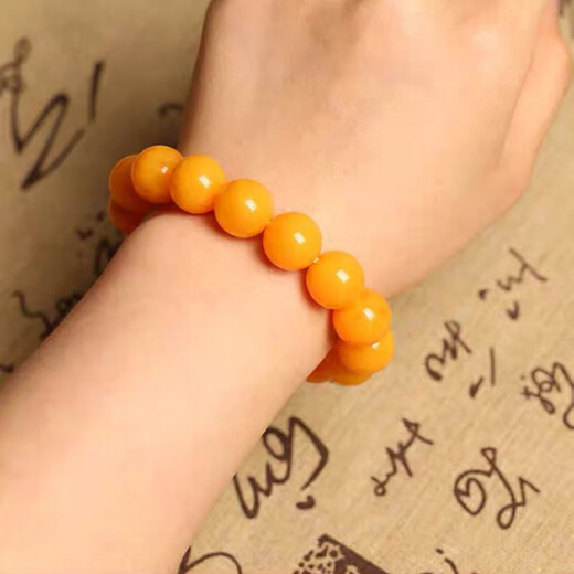 Confucian style, with national inspection certificate, natural raw mineral authentic old beeswax bracelet for men and women, single circle chicken oil yellow beeswax bracelet, old beeswax 18mm (generous men's style)