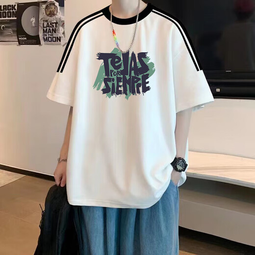 海澜之家 HI-T美式复古短袖男夏季2025新款宽松设计感小众日系男装 [3895Wasp]白色+  M 85至120斤+