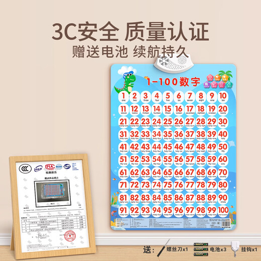 星星舟1到100数字有声挂图幼儿童认知点读发声学习宝宝早教启蒙认识墙贴 【2张】拼音+字母