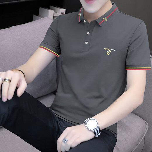 森马（Semir）集团旗下翻领男士短袖t恤绣花新款带领子帅气修身半袖夏天薄款 sk5012白色 M