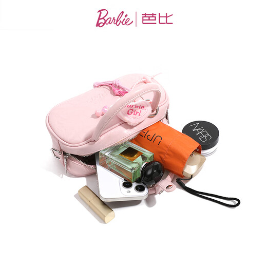 Barbie Boston Bag Women's Retro Light Luxury Bowling Bag One-Shoulder Pillow Bag 2025 New Portable Crossbody Bag Brown [Gift Box/Giveaway Decoration]
