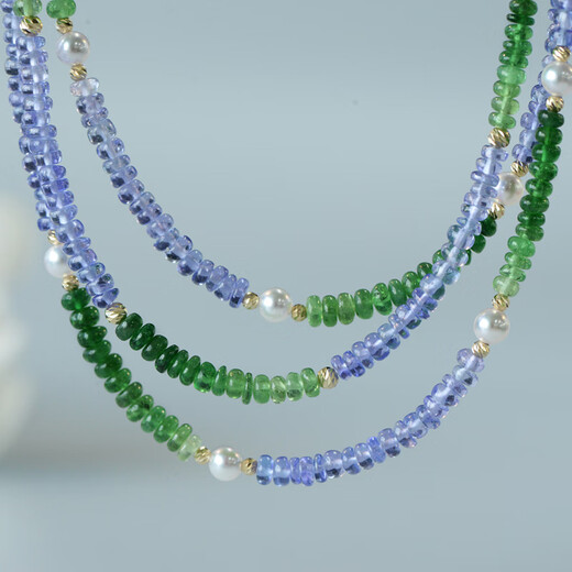 Shaoyu Monet Garden Natural Tsavorite Tanzanite Japanese Akoya Pearl Necklace Bracelet Ready Stock/Pearl Style/Necklace Total Length Approximately 42+5cm